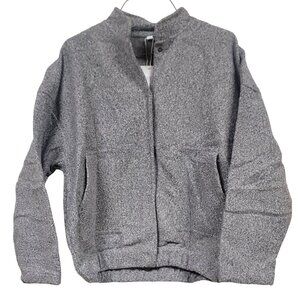 Gray Bomber Jacket With Pockets Large By Fashion Clothing 100% Polyester